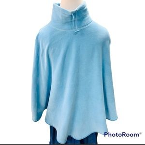 🆕LANDS’ END COZY FLEECE PONCHO with adjustable turtleneck